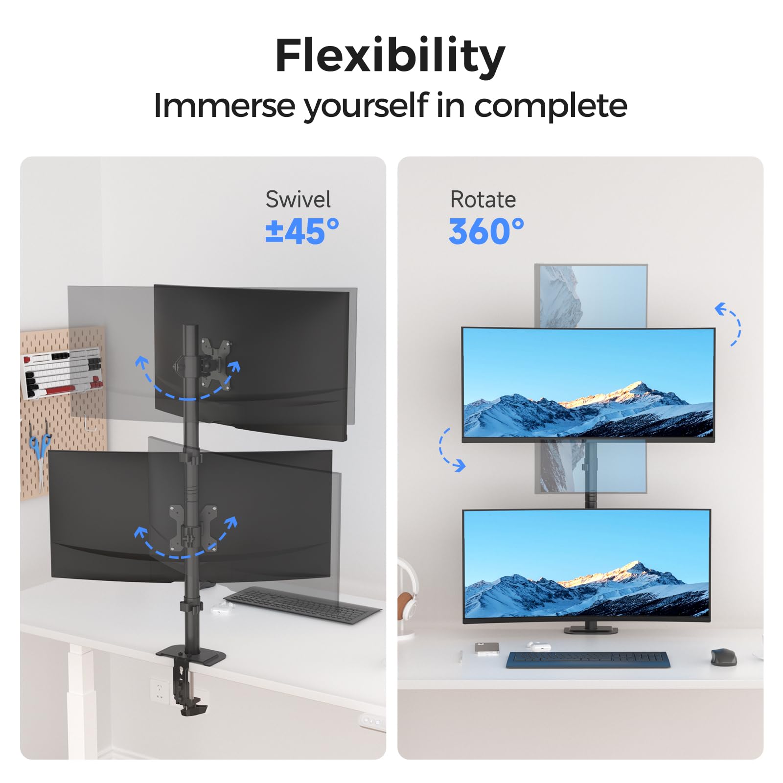 Amazon.co.jp: suptek 上下2画面 80cm クランプ式 モニターアーム